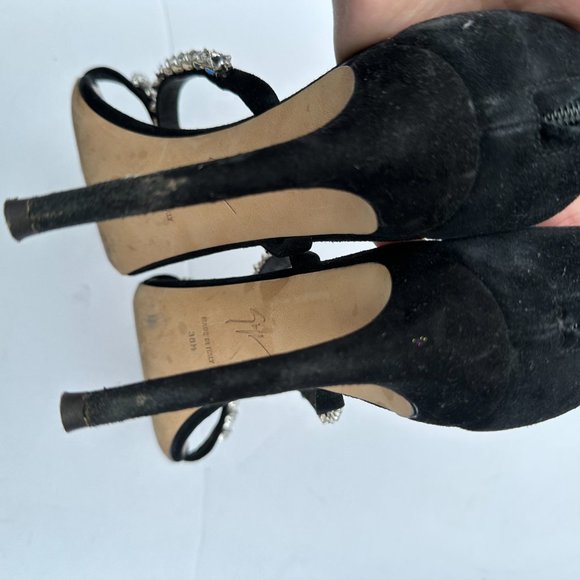 Giuseppe Zanotti Harmony Cometa Sandals Black Suede Star Crystal Studs Eu 38.5 - Picture 10 of 14